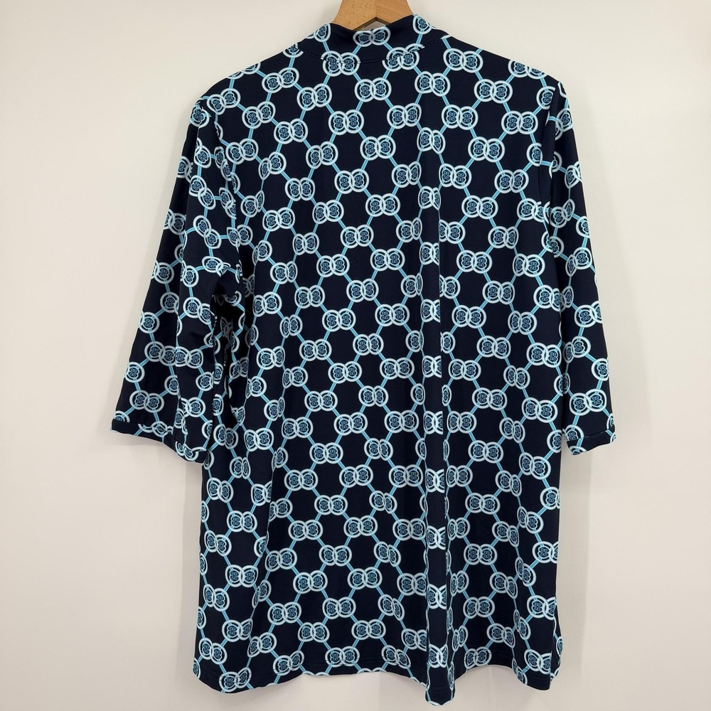 Lulu B Tunic Top Womens XL Blue Tropical UPF Nylon Navy Stretch - Picture 4 of 9
